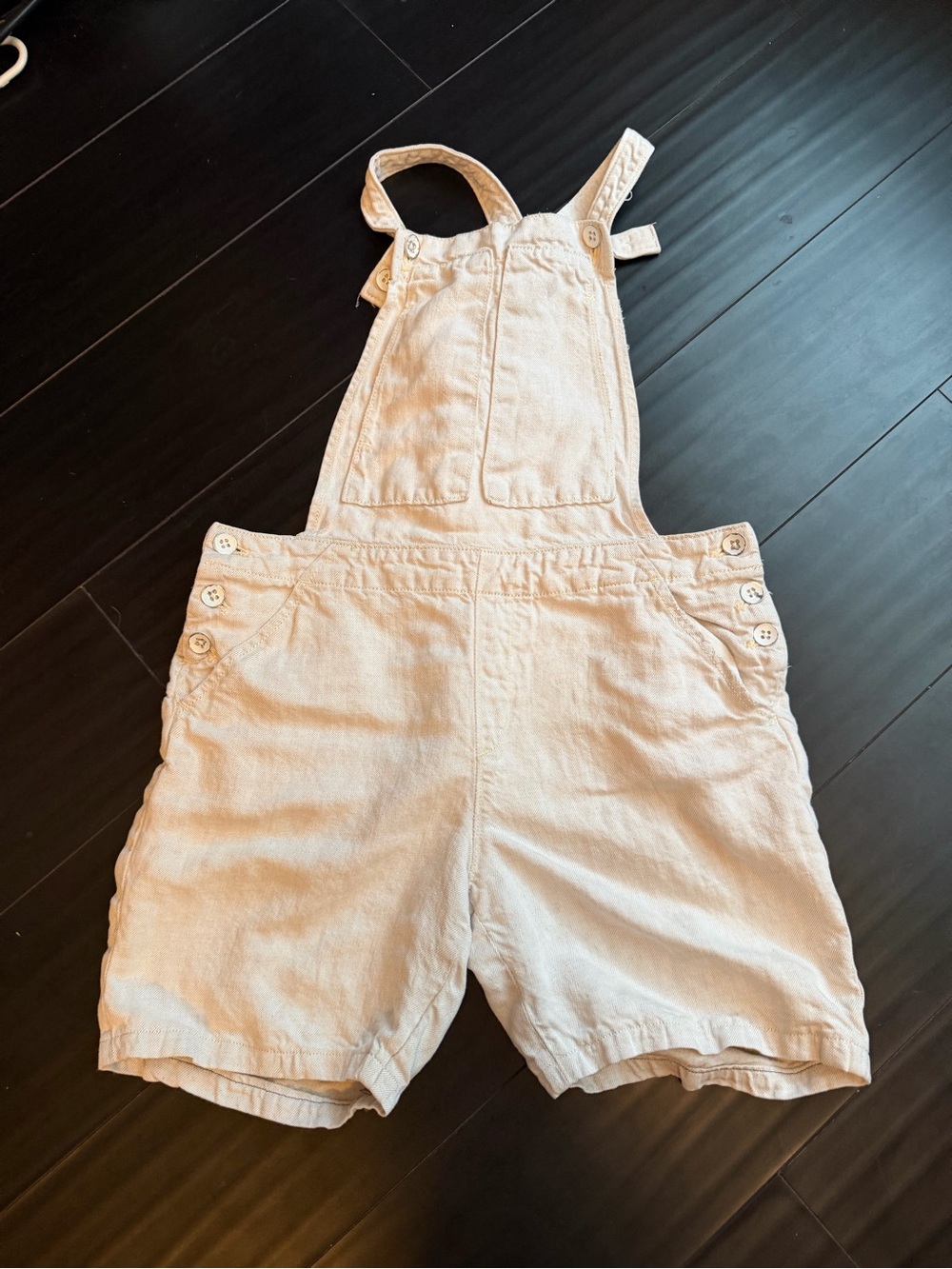 Pilcro and the Letterpress Cream Short Overalls linen blend Euc size small